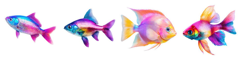 Fototapeta premium Vibrant and Diverse Tropical Fish Shoaling and Swimming in a Captivating Underwater Aquarium Environment