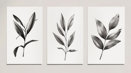 Black and White Leaf Paintings