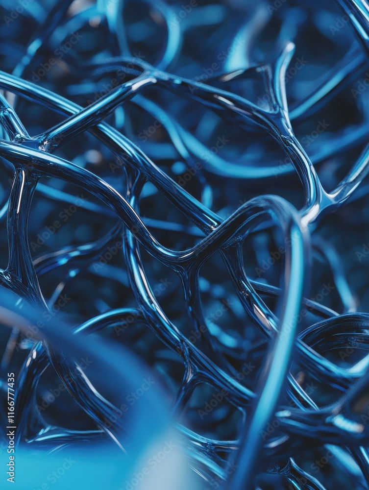 Poster abstract connections on blue background. tech concept. 3d rendering