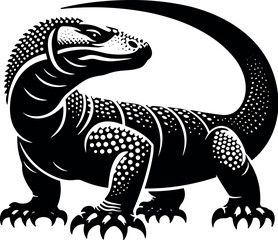 Komodo Dragon vector black silhouette cricut design for T-shirt