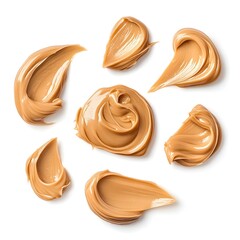 Smooth and Creamy Peanut Butter Swirls on White Background