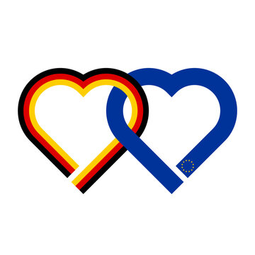 recommend clip art: heart shaped ribbon of germany and european union flags intertwined. vector illustration isolated on white background