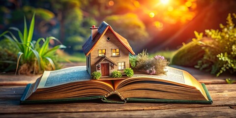 Charming Miniature House Book, Open Book House, Storybook Home, Fairy Tale Cottage, Literary Decor