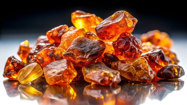 Closeup Night Photography of Guggul Resin on White Background