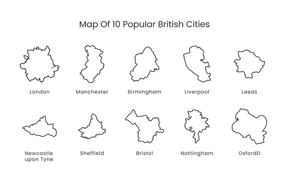 10 map of british popular city vector