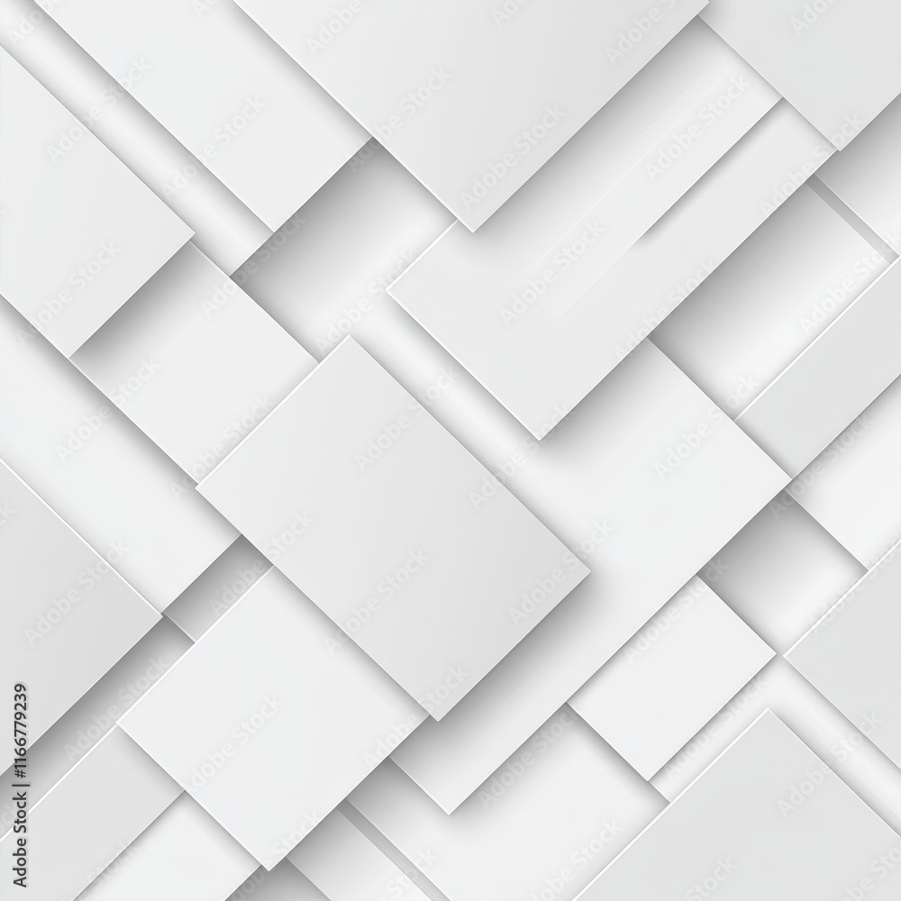 Poster modern white and light grey square overlapped pattern on background with shadow. white background. m