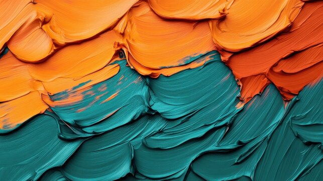 abstract textured background with a brushstroke pattern in orange and teal gradient.