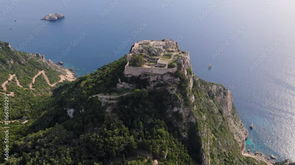 Wall mural Ancient coastal fortress overlooking the sea. Angelokastro corfu,Greece