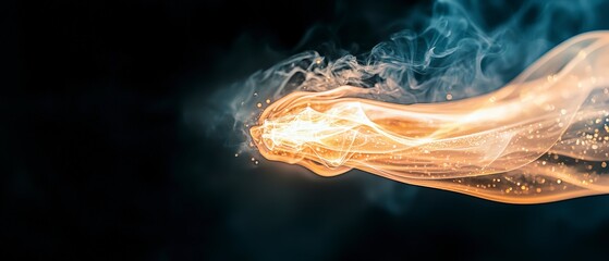 Golden Energy Flow  Abstract Smoke  Light  and Bokeh Background