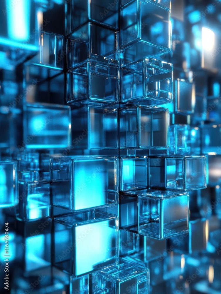 Poster 3d rendering of cube abstract geometric background. technology concept