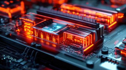 Abstract circuitry. technology of electronic computer hardware on a background of circuit board