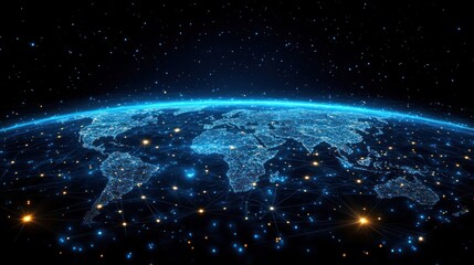 Obraz premium Global network connection, glowing earth.
