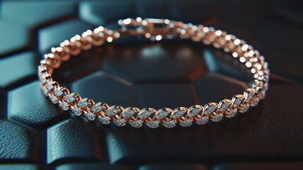 Elegant Rose Gold Bracelet with Sparkling Diamonds on Dark Surface