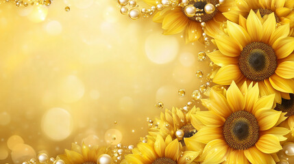 Obraz premium Gorgeous background wallpaper of sunflowers and pearls