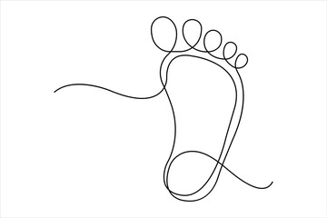 Continuous single line drawing of human footprint. Human footprint one line icon, Vector illustration