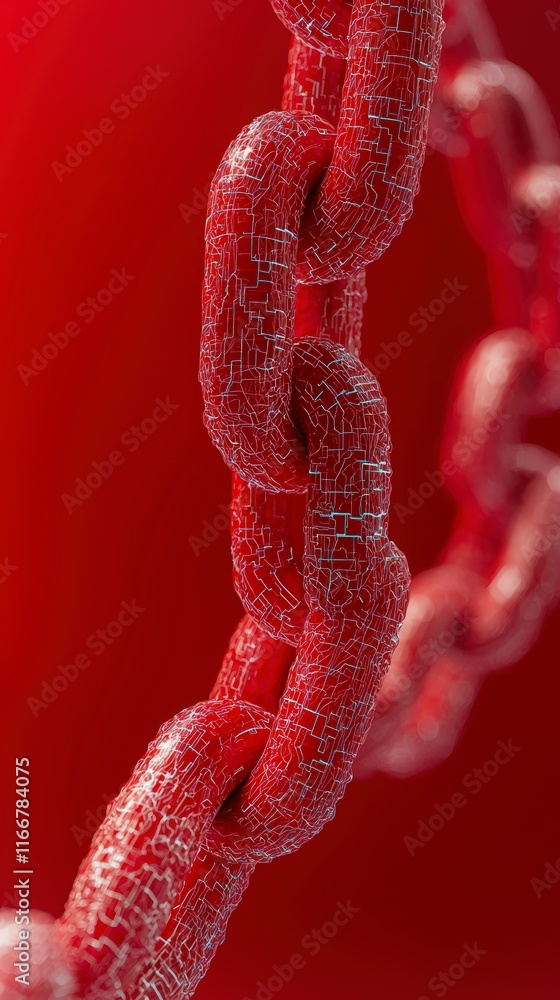Aufkleber futuristic red chain digital security network cyber data protection encryption