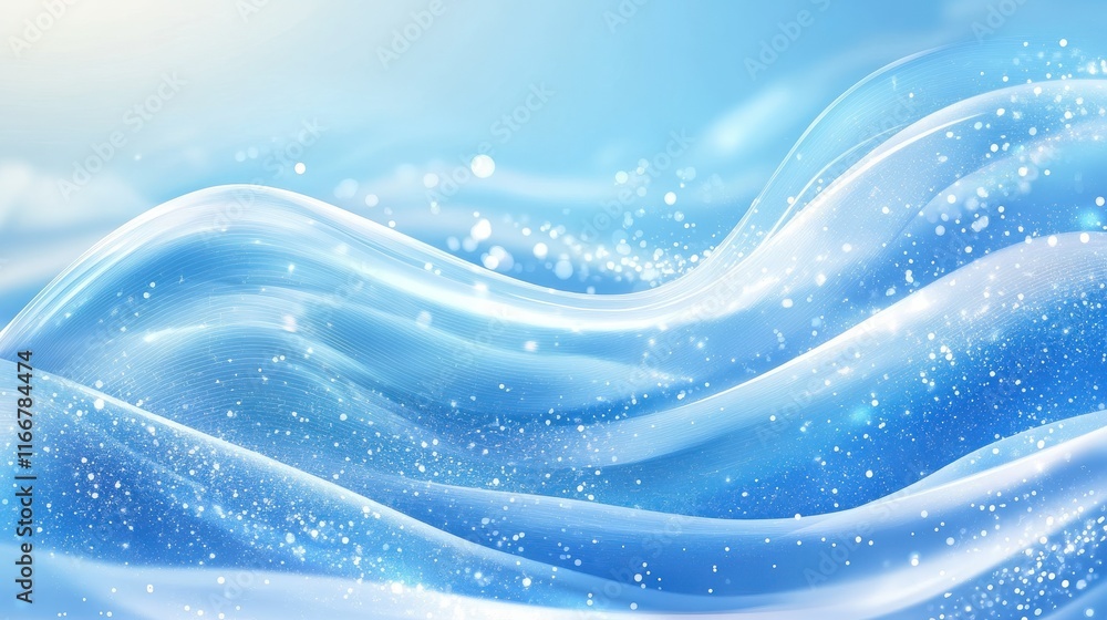 Poster abstract blue background with shiny lines and space for text, vector illustration
