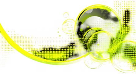 vibrant abstract digital background featuring yellow and green circular patterns with dynamic dots and swirls, creating lively and energetic visual effect