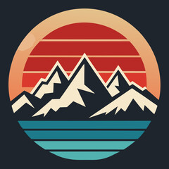 mountains  silhouette on Retro vintage Background vector Art Illustration T-shirt design art