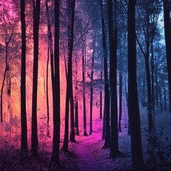 Obraz premium Fantasy forest. Image has a fantasy color effect applied.