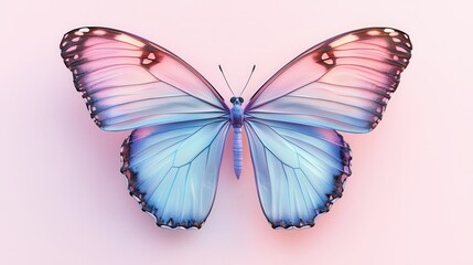 Obraz premium Colorful Butterfly with Vibrant Blue and Pink Wings on a Soft Background, Showcasing Delicate Patterns and Graceful Elegance of Nature's Creation