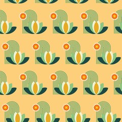 Seamless geometric pattern of flat simple elements in Asian style. Digital illustration for wallpaper, textile, scrapbooking paper, wrapping paper, etc.