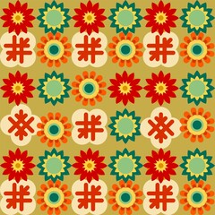 Seamless geometric pattern of flat simple elements in Asian style. Digital illustration for wallpaper, textile, scrapbooking paper, wrapping paper, etc.