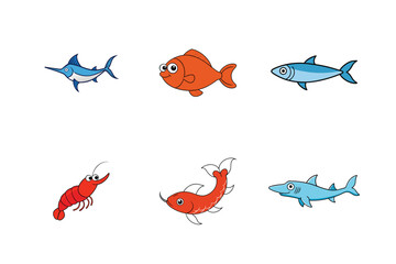 6 difference bird cartoon vector art illustration 