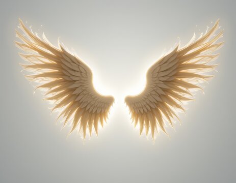 Alas de una silueta de &aacute;ngel celestial sobre un fondo blanco puro