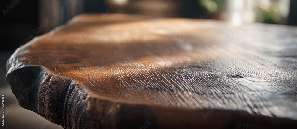 Aufkleber rustic wooden table surface close up with blurred background highlighting textures and interior desi