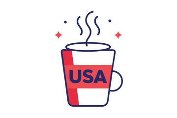 usa Hot drink America vector illustration art 