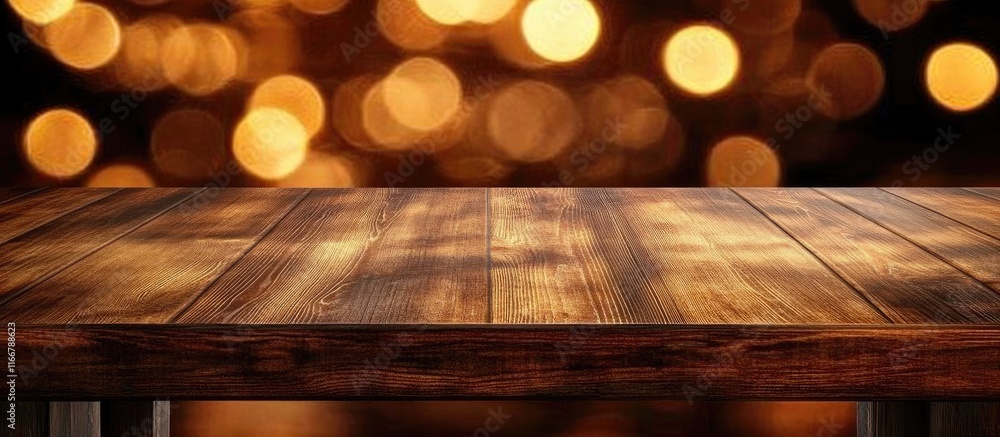 Poster empty wooden table with bokeh background ideal for product display or photomontage showcasing versat