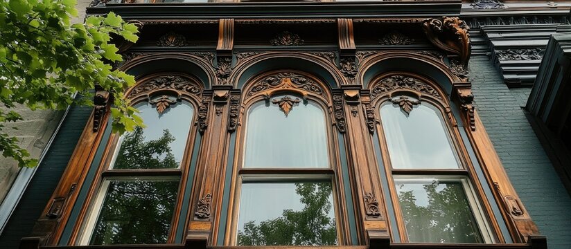 Victorian architecture with ornate woodwork showcasing the beauty of 19th century design through elegant windows and intricate details.