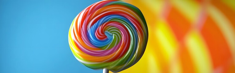 Colorful Rotating Sugary Confectionery Swirling Lollipop Treat with Concentric Circles
