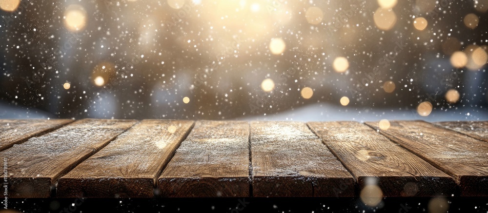 Poster brown wooden table in sharp focus with blurred bokeh background perfect for product display or creat