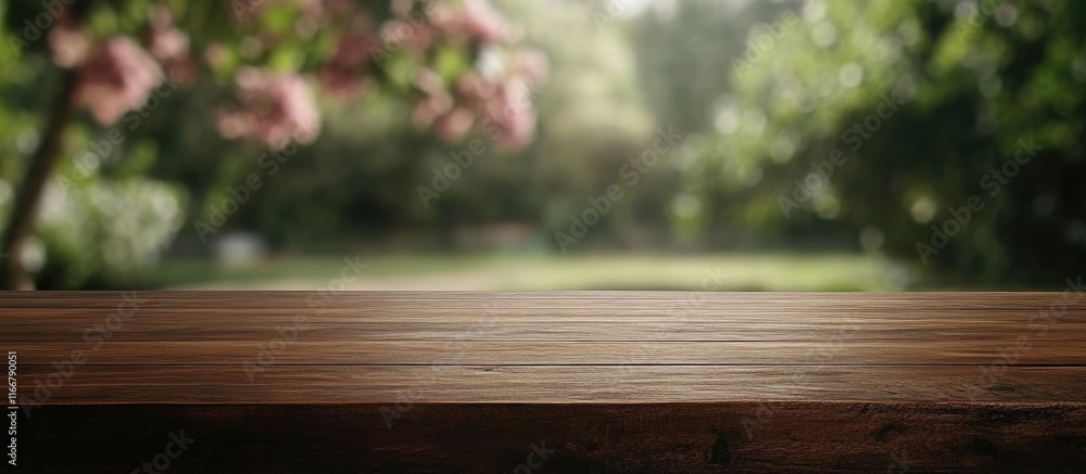 Aufkleber wooden table in focus with soft bokeh background perfect for showcasing products in advertising and 