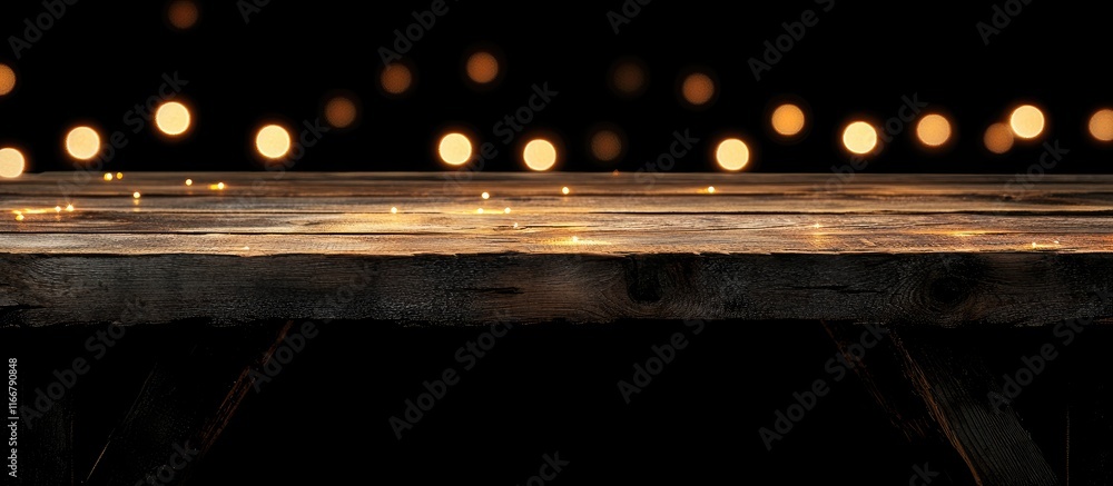 Poster rustic wooden table with bokeh background ideal for product display advertising or promotional conte