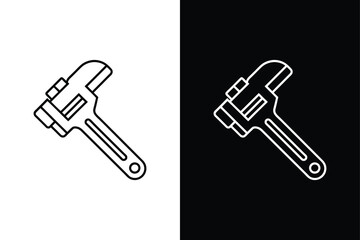 Pipe wrench icon vector on White Background ,Vector Art Illustration on white background.