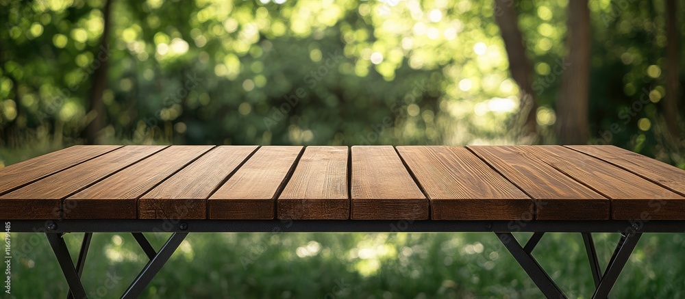 Poster brown wooden table designed for product display with a beautiful bokeh background perfect for photog