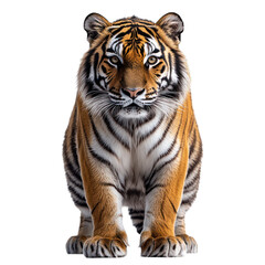 Obraz premium A realistic depiction of a tiger in a frontal view.