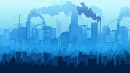 Fototapeta premium Eco-Friendly Cityscape Concept with Smog Effects