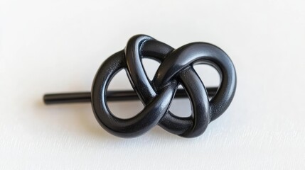 Naklejka premium Elegant Black Hairpin with Intricate Knot Design on White Background