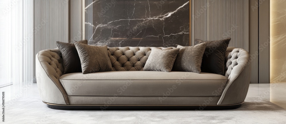 Aufkleber stylish modern sofa with plush pillows creating an inviting and luxurious atmosphere in contemporary