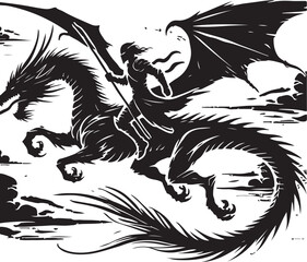 Dragon Rider Vector Illustration