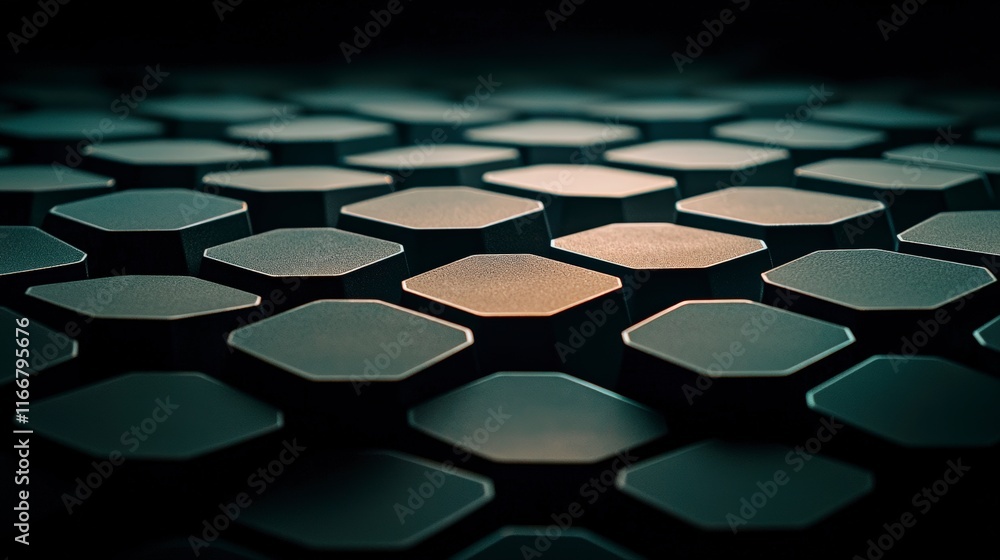 Poster abstract dark hexagon pattern tech background geometric design 3d render