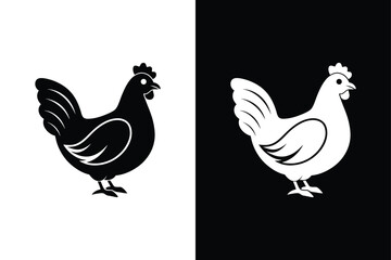 Chicken icon vector on White Background ,Vector Art Illustration on white background.