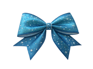 Blue satin bow isolated on white background perfect for gifts, celebrations, and holidays