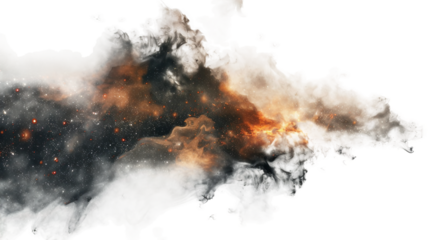 A breathtaking nebula cloud of gas and dust in space, the site of stellar birth isolated on transparent background