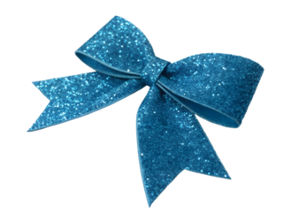 Blue satin bow isolated on white background perfect for gifts, celebrations, and holidays