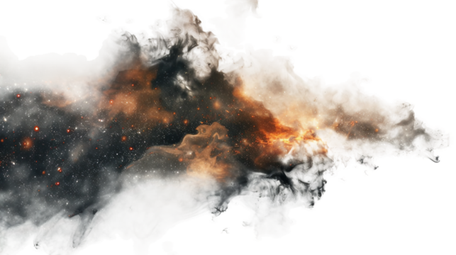 A breathtaking nebula cloud of gas and dust in space, the site of stellar birth isolated on transparent background